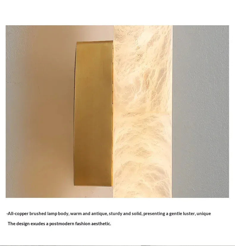 Verthara Premium Alabaster & Copper Marble Wall Sconce