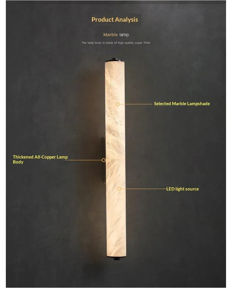 Verthara Premium Alabaster & Copper Marble Wall Sconce