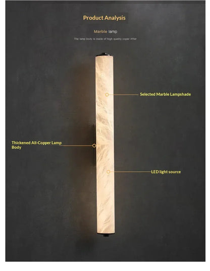 Verthara Premium Alabaster & Copper Marble Wall Sconce