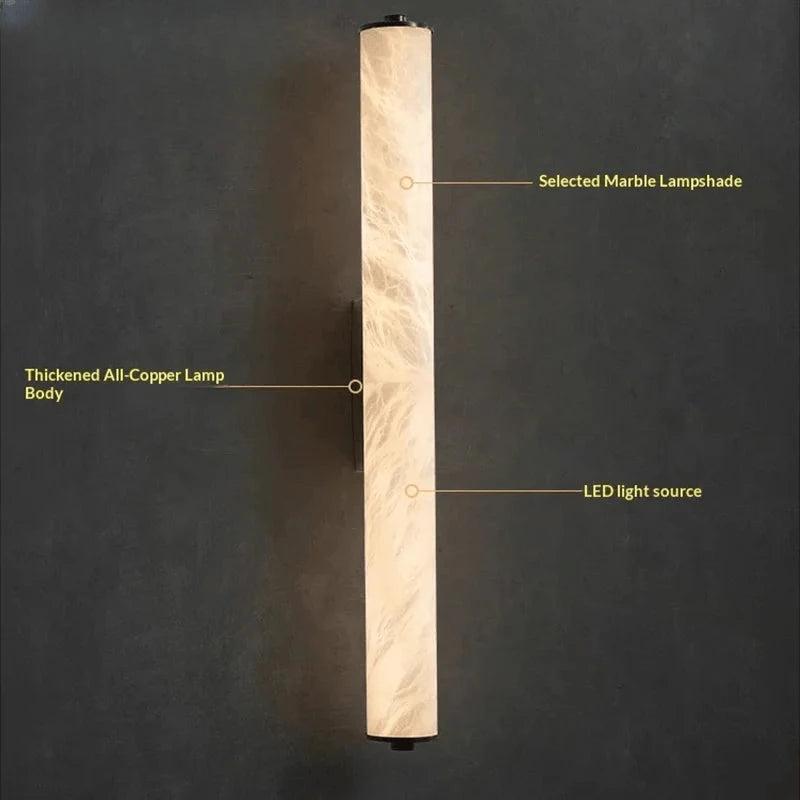 Verthara Premium Alabaster & Copper Marble Wall Sconce