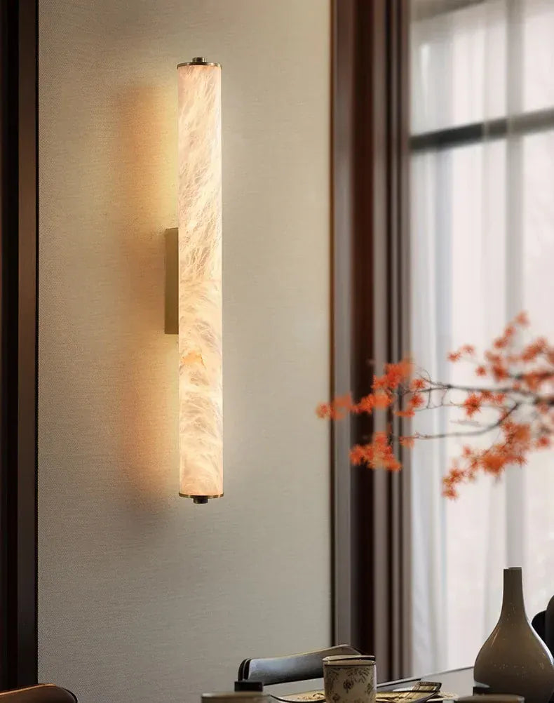 Verthara Premium Alabaster & Copper Marble Wall Sconce