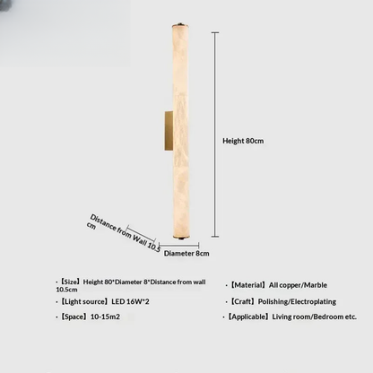 Verthara Premium Alabaster & Copper Marble Wall Sconce