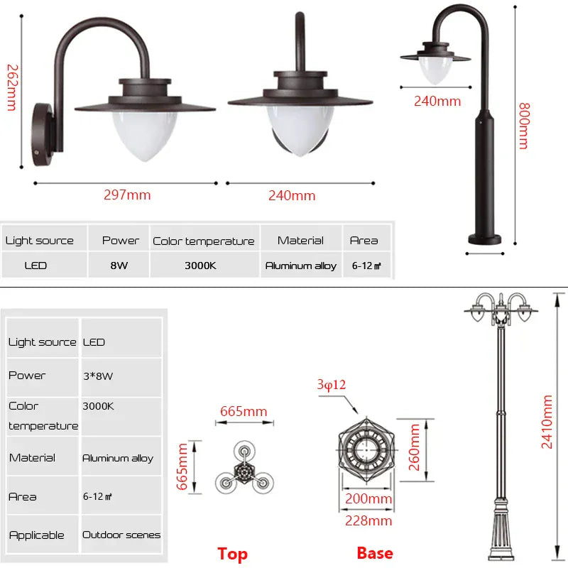 Verthara Premium Aluminium Outdoor Post Light With 3 Heads – Hardwired - Brown Finish - Ideal For Garden - Patio - Walkway - Driveway