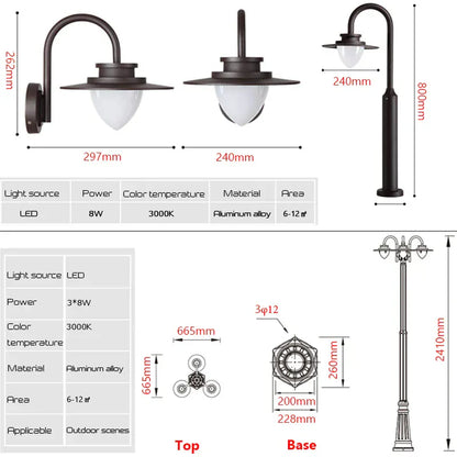 Verthara Premium Aluminium Outdoor Post Light With 3 Heads – Hardwired - Brown Finish - Ideal For Garden - Patio - Walkway - Driveway