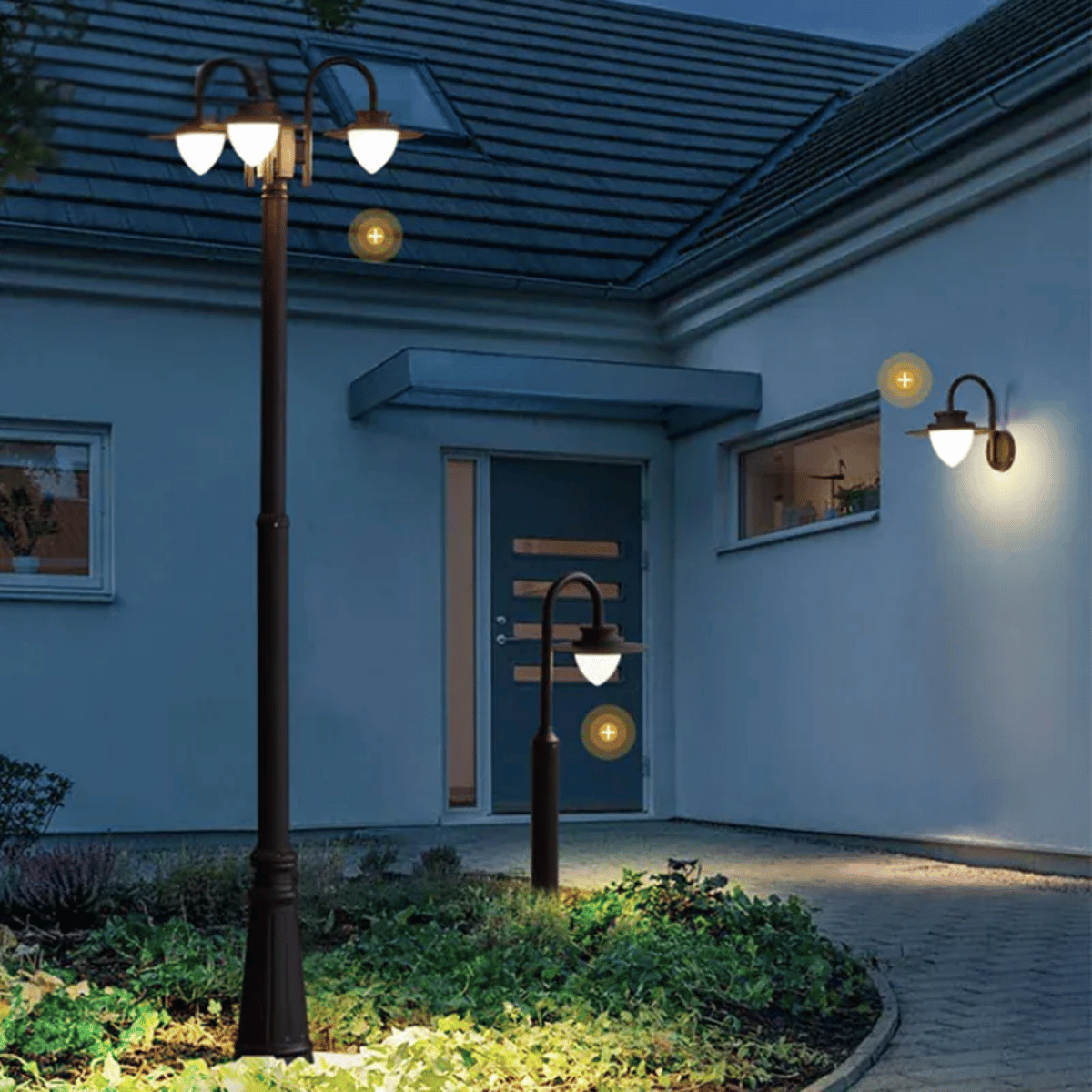 Verthara Premium Aluminium Outdoor Post Light With 3 Heads – Hardwired - Brown Finish - Ideal For Garden - Patio - Walkway - Driveway