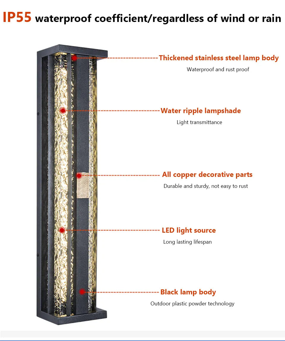 Verthara Premium Asian-Inspired Stainless Steel Outdoor Sconce
