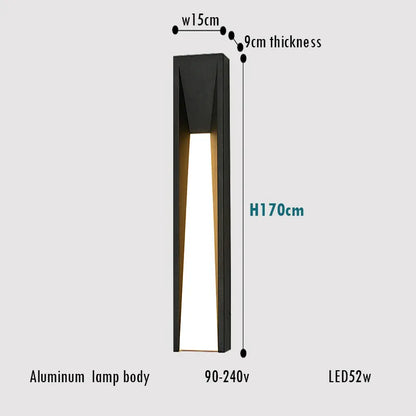 Verthara Premium Black Exterior Porch Wall Light cool white / H170cm