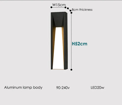 Verthara Premium Black Exterior Porch Wall Light cool white / H52cm
