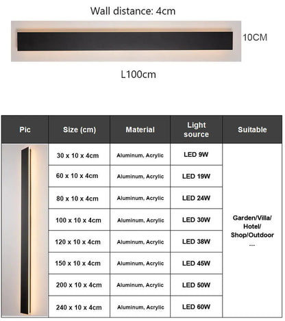 Verthara Premium Black Long Wall Sconce with Dimmer