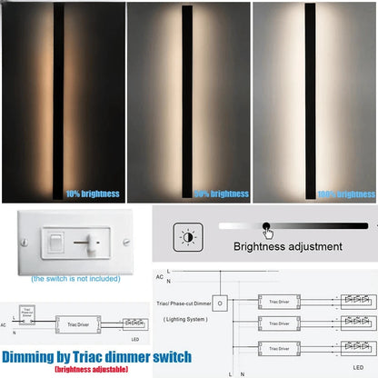 Verthara Premium Black Long Wall Sconce with Dimmer