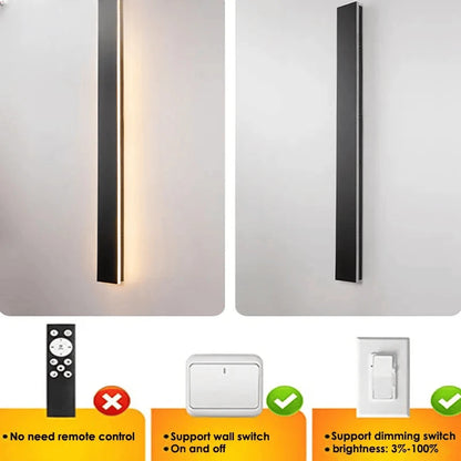 Verthara Premium Black Long Wall Sconce with Dimmer