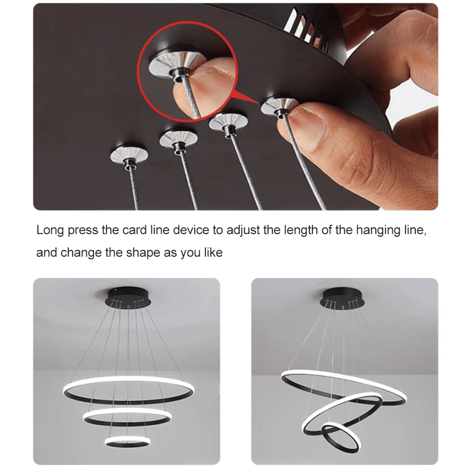 Verthara Premium Black Ring LED Pendant Light | Dimmable & Remote