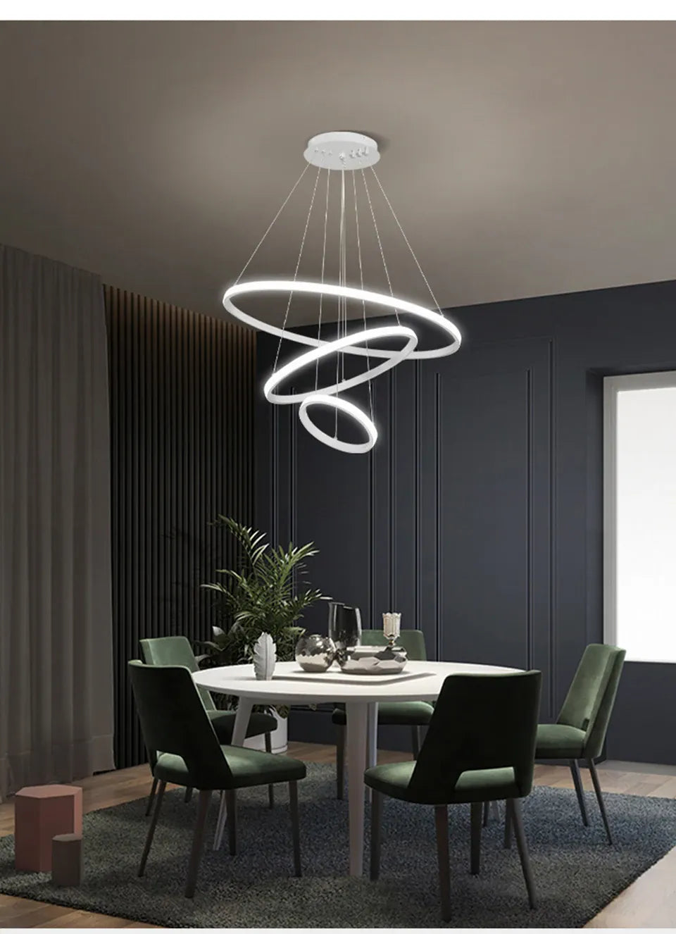 Verthara Premium Black Ring LED Pendant Light | Dimmable & Remote