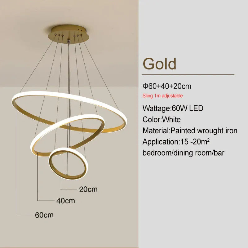 Verthara Premium Black Ring LED Pendant Light | Dimmable & Remote gold 20-40-60cm