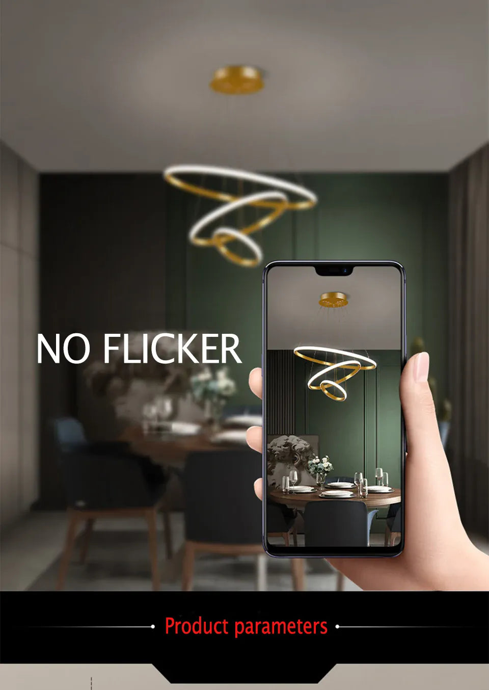 Verthara Premium Black Ring LED Pendant Light | Dimmable & Remote