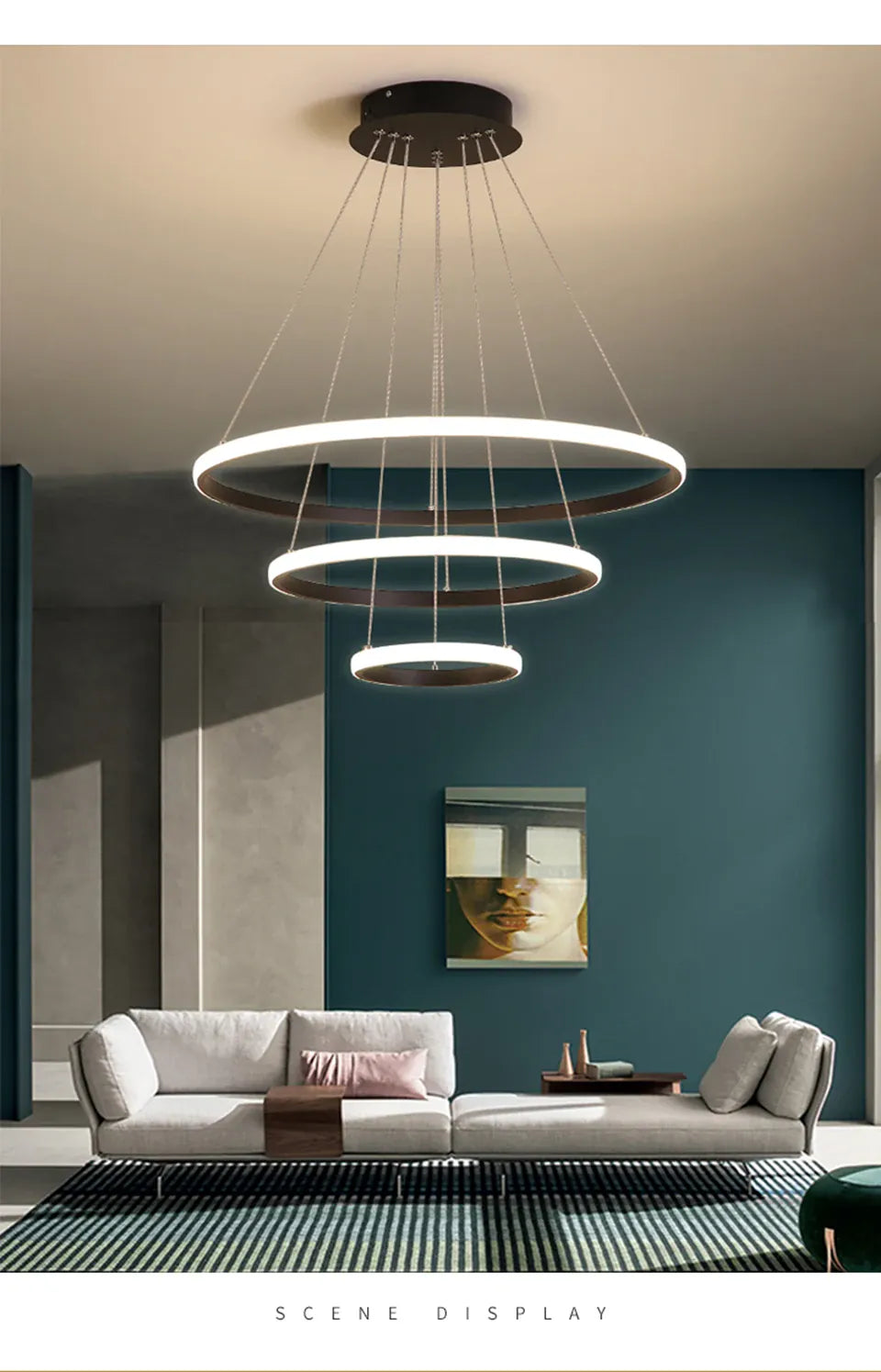 Verthara Premium Black Ring LED Pendant Light | Dimmable & Remote