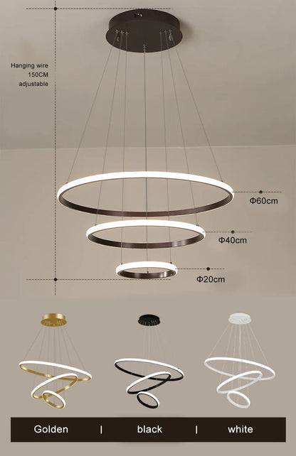 Verthara Premium Black Ring LED Pendant Light | Dimmable & Remote