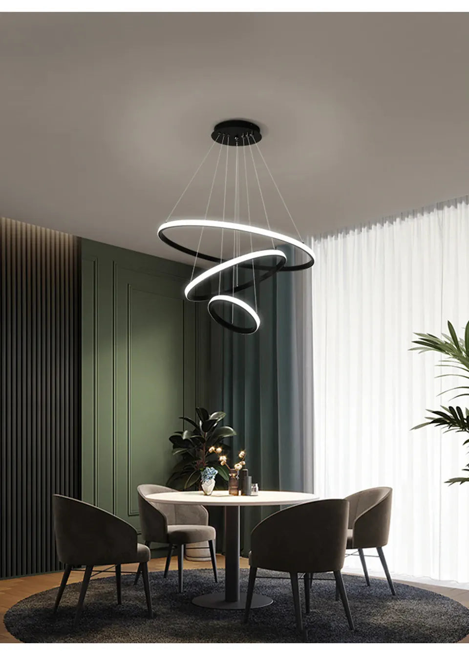 Verthara Premium Black Ring LED Pendant Light | Dimmable & Remote