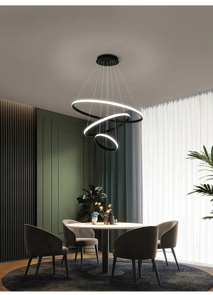 Verthara Premium Black Ring LED Pendant Light | Dimmable & Remote
