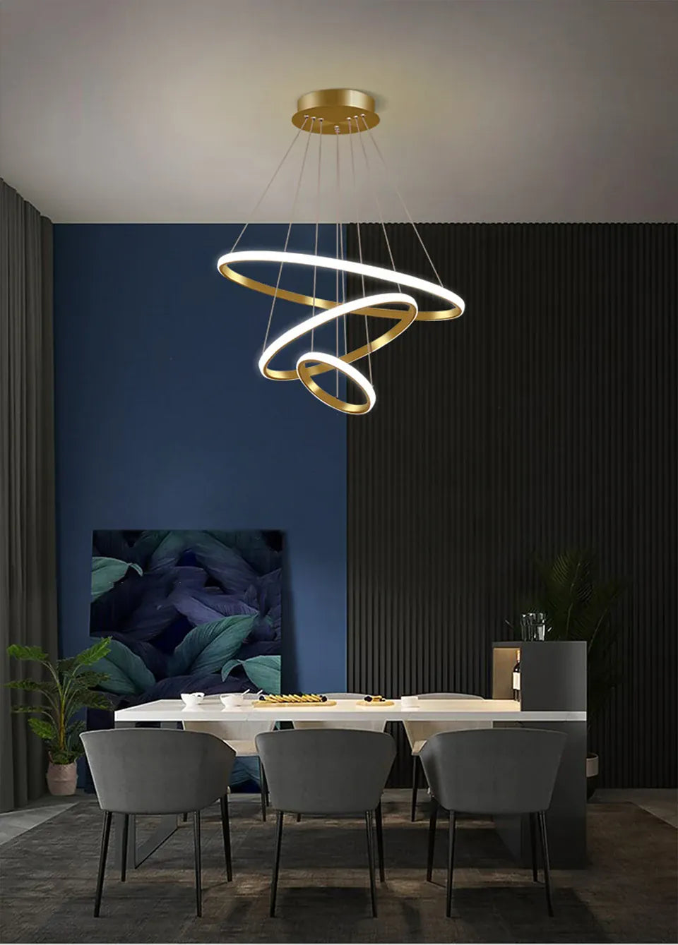 Verthara Premium Black Ring LED Pendant Light | Dimmable & Remote