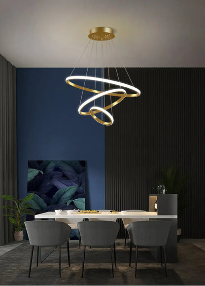 Verthara Premium Black Ring LED Pendant Light | Dimmable & Remote