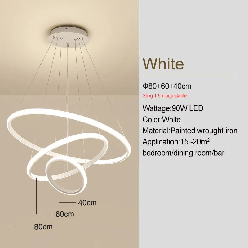 Verthara Premium Black Ring LED Pendant Light | Dimmable & Remote white 40-60-80cm