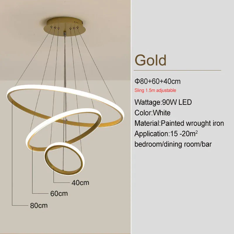 Verthara Premium Black Ring LED Pendant Light | Dimmable & Remote gold 40-60-80cm