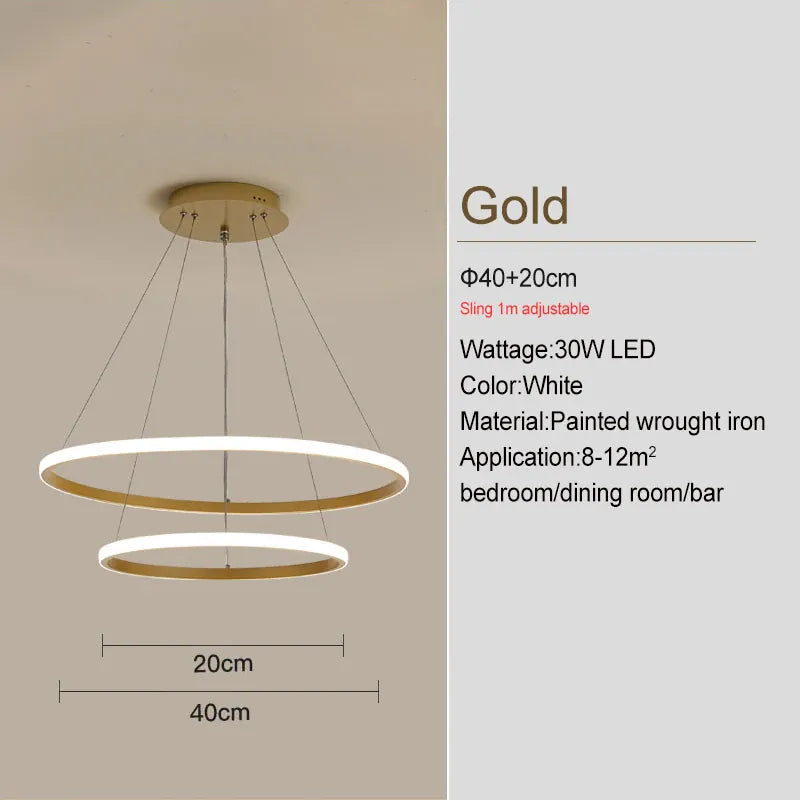 Verthara Premium Black Ring LED Pendant Light | Dimmable & Remote gold 20-40cm