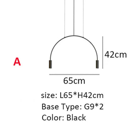 Verthara Premium Black Semicircle Arc Pendant Light | G9 LED | 3-Light A