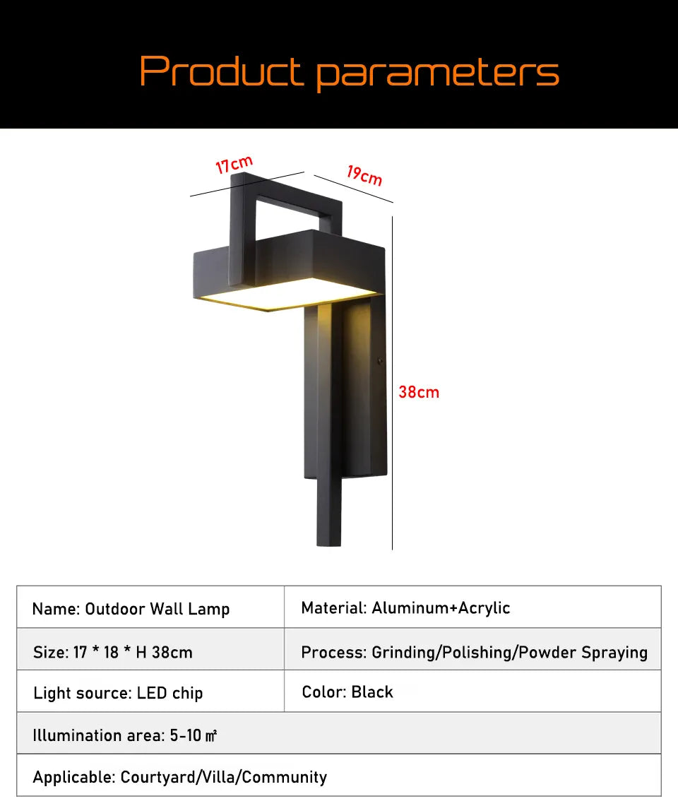 Verthara Premium Black Stainless Steel Outdoor Wall Light