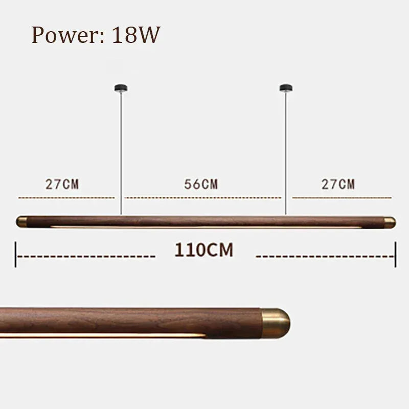 Verthara Premium Black Walnut & LED Strip Pendant Light Walnut 110cm / Cool  white