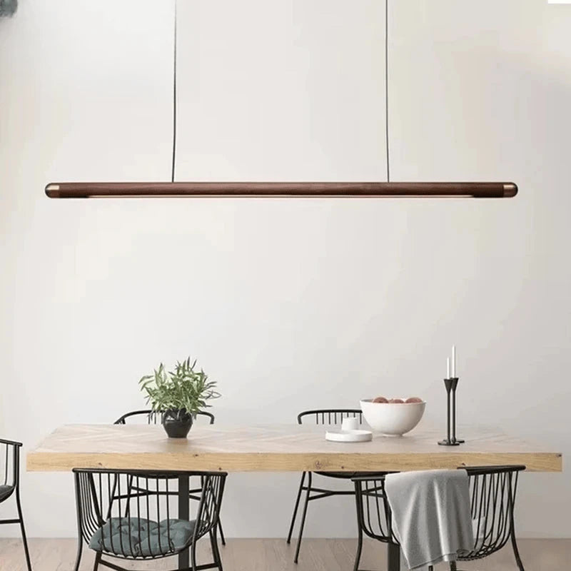Verthara Premium Black Walnut & LED Strip Pendant Light