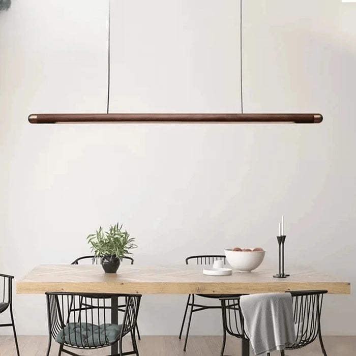 Verthara Premium Black Walnut & LED Strip Pendant Light
