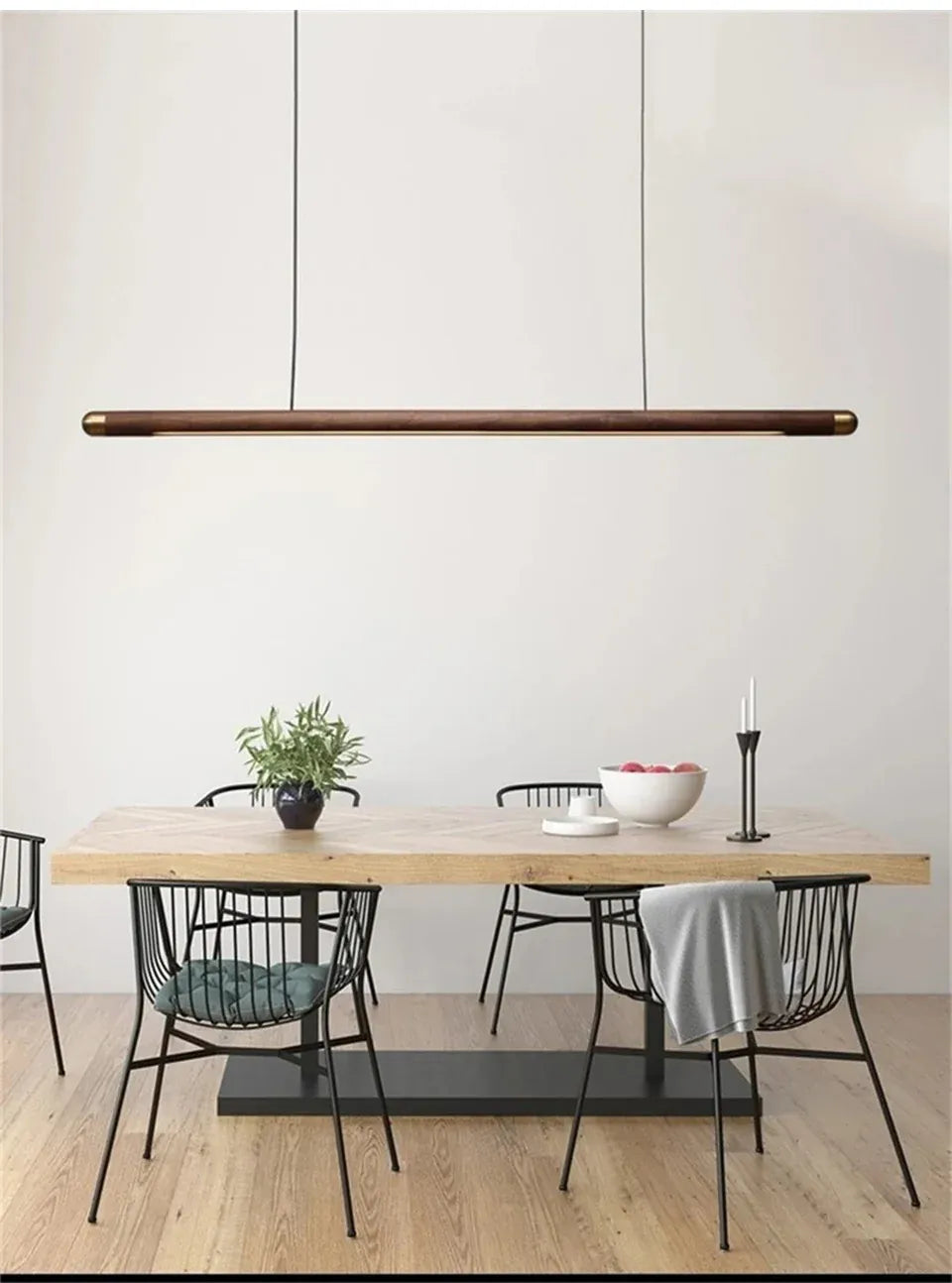 Verthara Premium Black Walnut & LED Strip Pendant Light