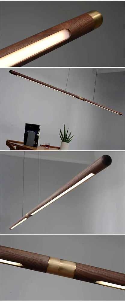Verthara Premium Black Walnut & LED Strip Pendant Light