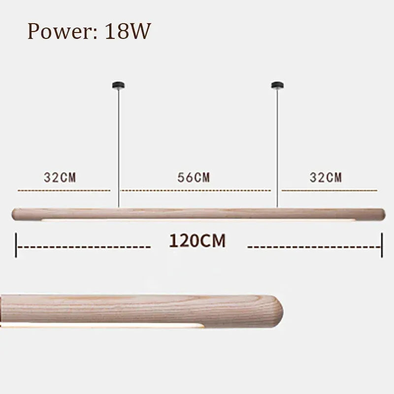 Verthara Premium Black Walnut & LED Strip Pendant Light Ash wood 120cm / Cool  white