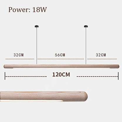 Verthara Premium Black Walnut & LED Strip Pendant Light Ash wood 120cm / Cool  white