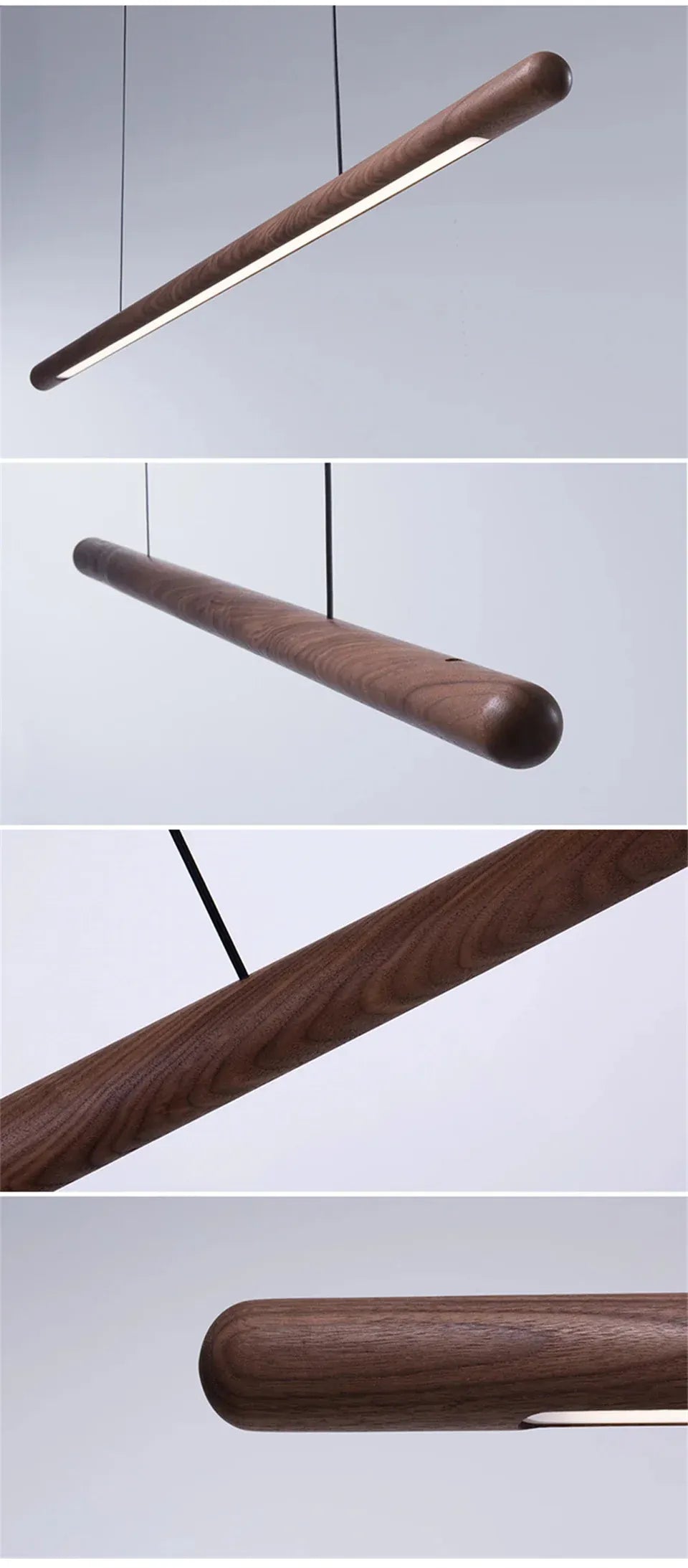 Verthara Premium Black Walnut & LED Strip Pendant Light