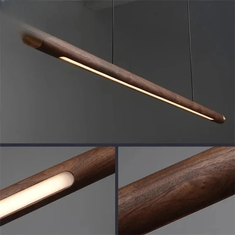 Verthara Premium Black Walnut & LED Strip Pendant Light