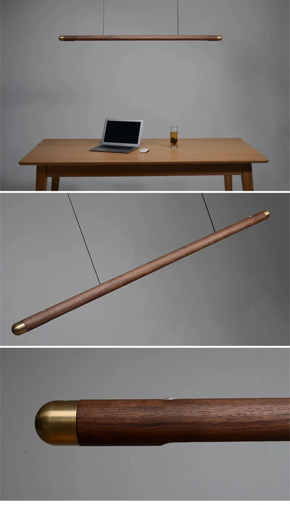 Verthara Premium Black Walnut & LED Strip Pendant Light