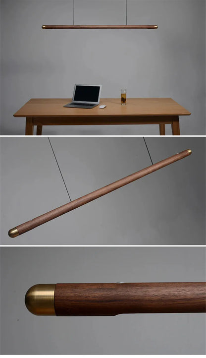 Verthara Premium Black Walnut & LED Strip Pendant Light