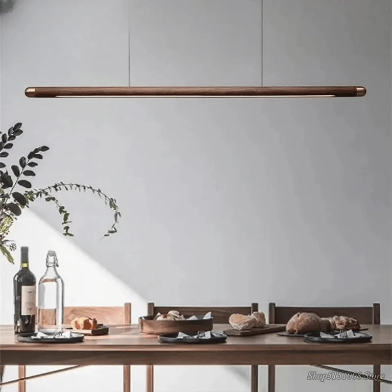 Verthara Premium Black Walnut & LED Strip Pendant Light