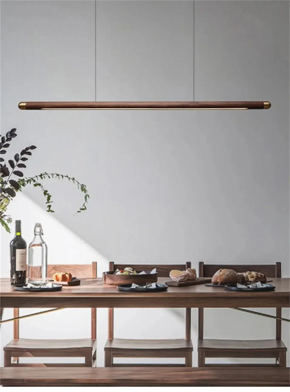 Verthara Premium Black Walnut & LED Strip Pendant Light