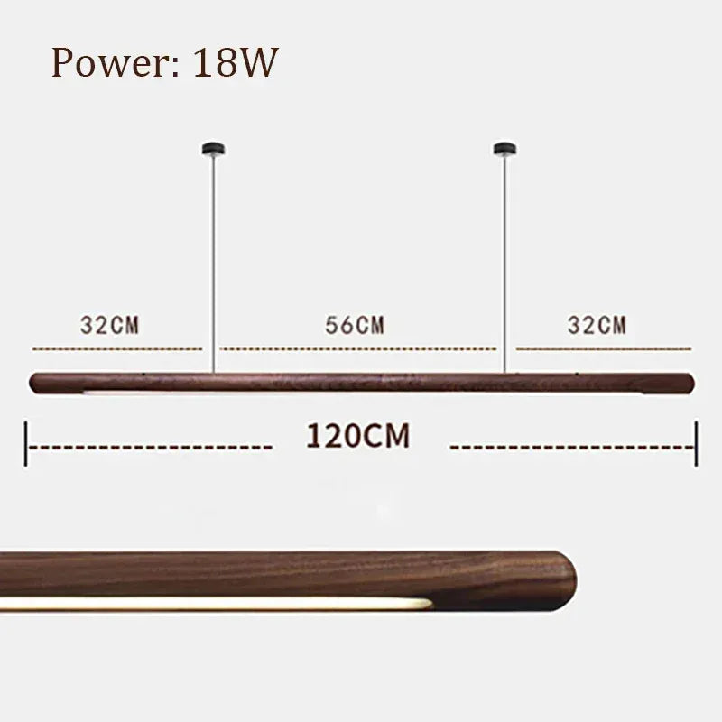 Verthara Premium Black Walnut & LED Strip Pendant Light Walnut 120cm / Cool  white