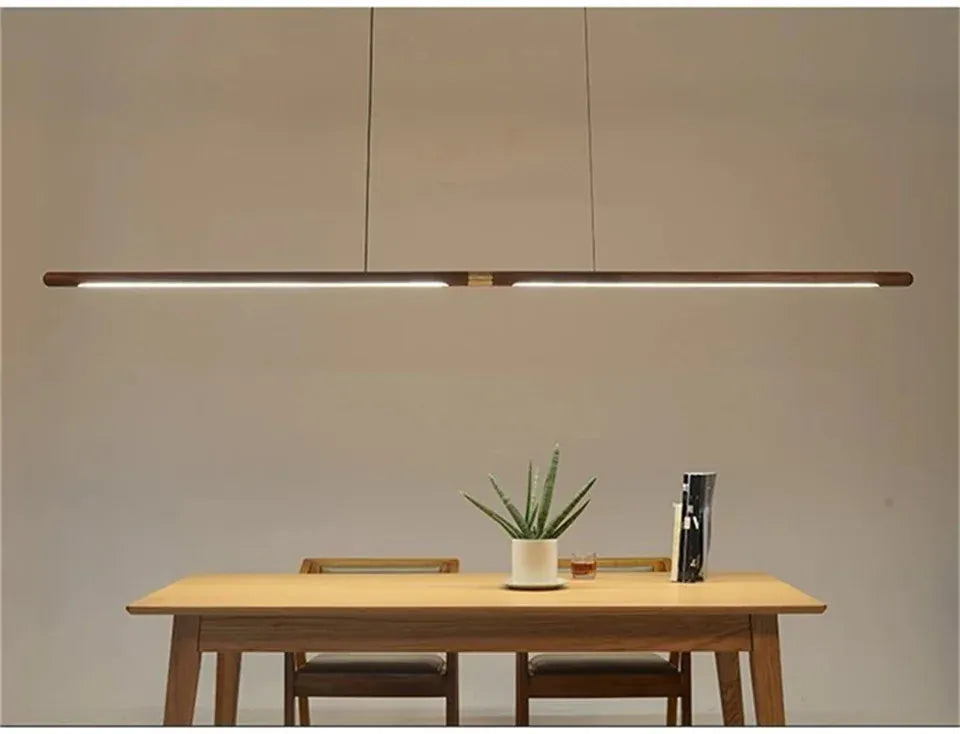 Verthara Premium Black Walnut & LED Strip Pendant Light