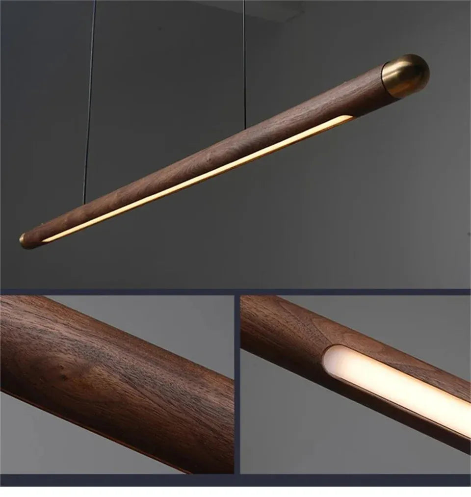 Verthara Premium Black Walnut & LED Strip Pendant Light