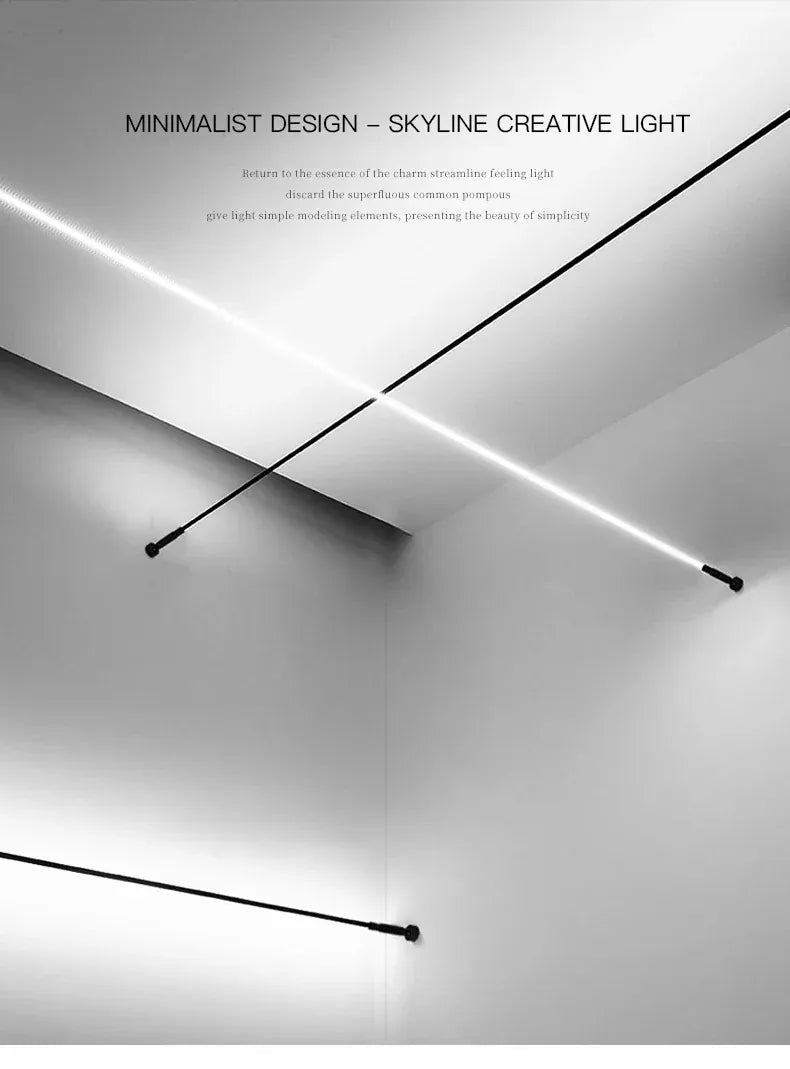 Verthara Premium Black & White Linear Skyline LED Wall Lamp
