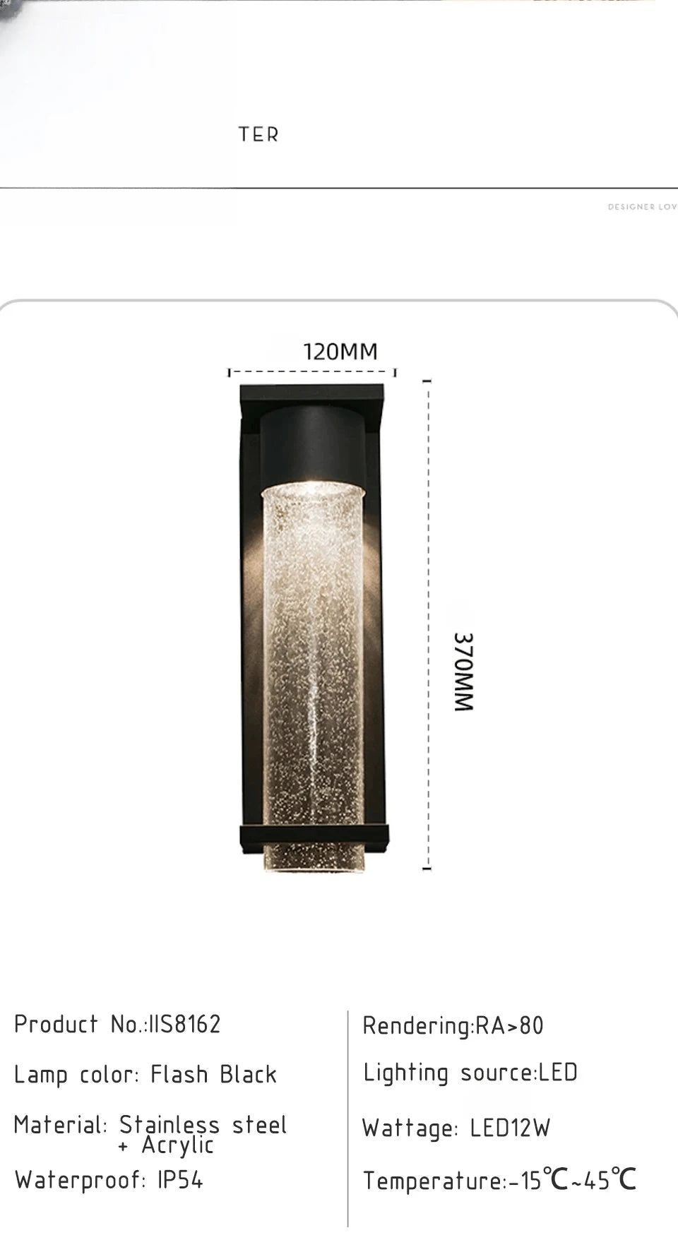 Verthara Premium Brushed Stainless Steel LED Outdoor Wall Light IP54