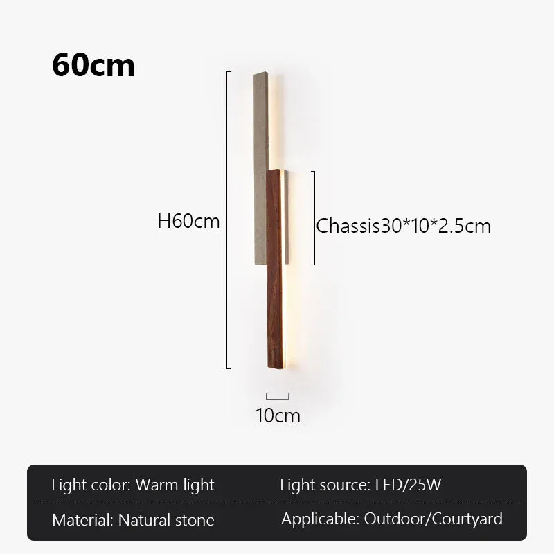Verthara Premium Cave Stone Outdoor Linear Wall Light 60cm-25w
