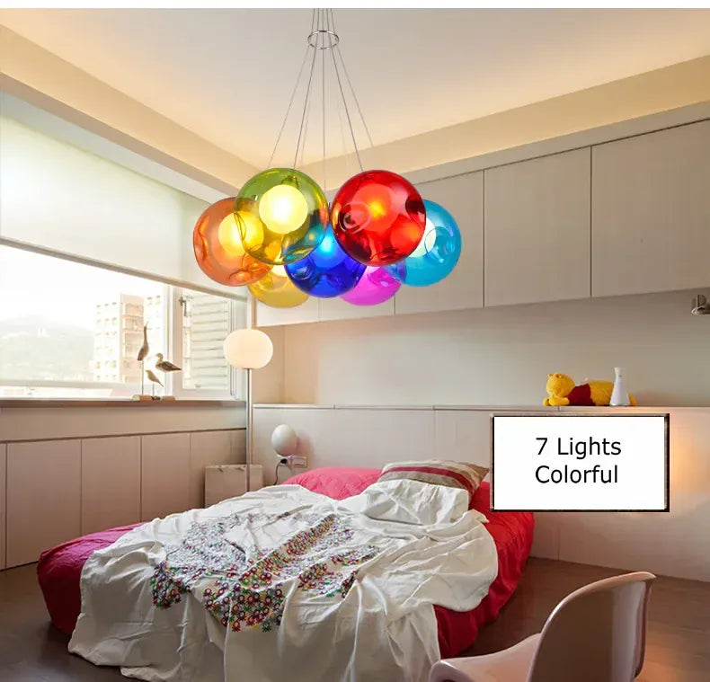 Verthara Premium Colourful Glass Bubble Chandelier